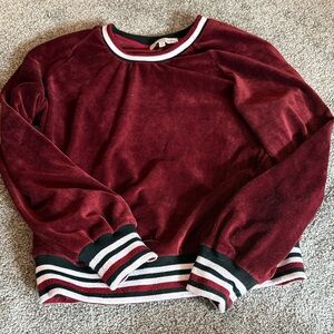 Heartloom Red and Black Velour Top